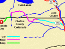 Map of historic mining towns in Colorado